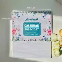 1 件 2026 年花卉日历，带月度计划的台历计划器，桌面装饰，涵盖 2026 年 1 月至 2027 年 7 月，倒计时日历，计划区，适合返校、办公室、家庭等
