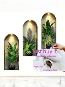 1-3pcs Nordic Arched Window Sill Flower Pot Wall Stickers Green Plant Theme Decorative Stickers,Waterproof Decal Stickers,PVC Stickers,Easy To Paste And Remove,For Home Decoration,Bathroom Decoration,Room Stuff,Living Room Decor,Dressing Room Decor,Cloakroom Decor,Study Decor,Porch Decor,Wall Beautification Decorative - Multicolor - View 10