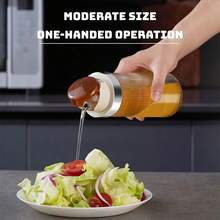 Dispensador de aceite automático de gran capacidad - Aceitera de vidrio con pico de sellado automático, sin goteo y sin residuos para la cocina, aceite, vinagre, salsa de soja