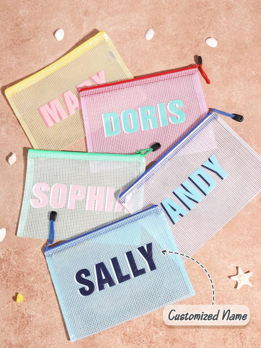 Túi đựng đồ vệ sinh cá nhân cá nhân hóa, Túi đựng đồ dùng cá nhân/mỹ phẩm có thể tùy chỉnh tên, Tiện lợi mang theo, Nhiều màu sắc để lựa chọn, Quà tặng cho gia đình, người yêu, phụ nữ, phong cách nữ tính, Chất lượng cao cấp - Nhiều màu - Xem 1