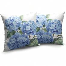 1pc 18x18 Inch Blue Hydrangea Pillow Covers,Spring Summer Decorative Pillow Covers Flower Throw Pillow Case Square Cushion Case For Outdoor Living Room Couch Sofa - phong cách-1 - Xem 3