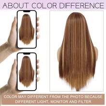13x4 4/27 蜂蜜金挑染高清蕾丝前假发 28 英寸真人前额发丝，染色自然直发蕾丝前额假发，预先拔毛，带婴儿发，200% 密度耐热纤维混纺假发，女士款 - S4/27 - 查看 11