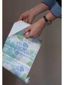 Tulia Adhesivo de Vinilo Decorativo Opaco Translúcido para Ventanas de Vidrio, Adecuado para Mamparas de Ducha y Pegatinas de Película para Baño, 45cm x 2m - Vidriera Azul/Verde - Ver 5