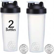 Otylzto 2 Pack 28 Oz Shaker Bottles For Protein Mixes, Protein Shaker Bottle With Stainless Steel Whisk Ball, Shaker Cup, Protein Bottle, Protein Shake Bottles - 白色 - 查看 1