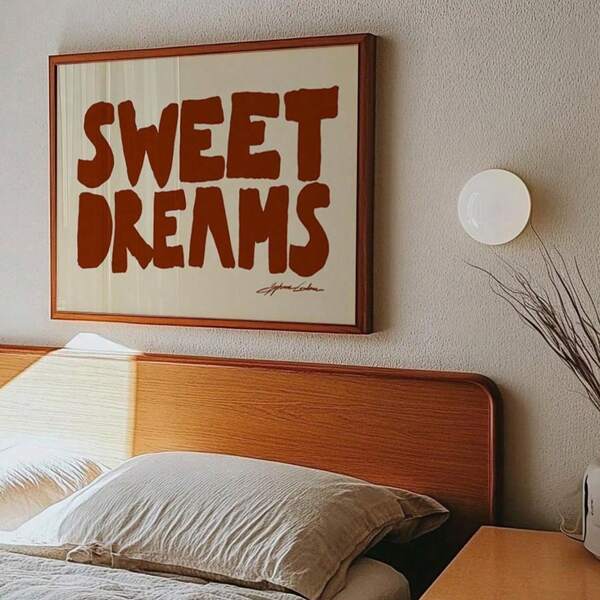 1 pièce, Art mural, Affiches vintage, Art mural horizontal "Sweet Dreams", Art mural étroit, Impression Bauhaus, Décor dopamine, Art de chevet, Impression horizontale, Décoration de dortoir, Impression de chambre à coucher, Décoration de salon, Décoration de chambre à coucher esthétique, Cadeau de pendaison de crémaillère, Sans cadre