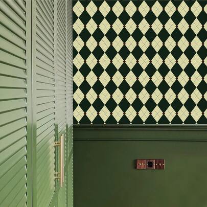 1 PC Classic Argyle Pattern Self - Adhesive Wallpaper, Premium Vinyl PVC Peel And Stick Room Decoration Wallpaper Stickers Perfect For Home Decor, Cabinet Renovation, Furniture DIY Projects And Stylish Interior Upgrades