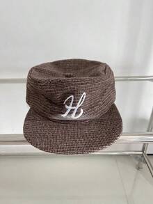 Retro Flat Top Embroidered Letter Hats Casual Versatile Duckbill Leopard Print Flat Brim Baseball Cap For Women And Men