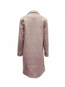 Plus Size Women's Elegant Button-Up Solid Color Coat Jacket, Autumn/Winter