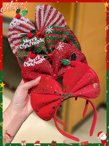 4pcs Women's Christmas Big Bow Headbands, Sweet & Cute Style, Female Hair Accessories, Christmas Hair Accessories, Suitable For Holiday Parties, School Supplies, Christmas Decorations, Autumn Female Accessories, Christmas Gifts, Christmas Ornaments, Hair Band, Hair Hoop