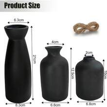 Jarrones De Cerámica, Florero Decorativo para Hogar Minimalista Moderno Fino,Utilizados en la Mesa de la Boda, Fiesta, Escritorio,Sala de Estar, Dormitorio de Oficina - Negro - Ver 10