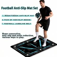BJNCDIO Set da 3 pezzi: tappetino da calcio ad alta densità 90x60 cm (antiscivolo, ammortizzante), cintura da calcio per il controllo della palla e un paio di calzini. Ideale per l'allenamento di velocità e agilità sia al chiuso che all'aperto. - Set di allenamento per l'agilità - Visualizzare 10