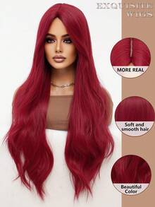clouder Red Extra Long Curly Wig 30 Inch Cosplay Wig Halloween Christmas Wig Elegant Soft Matte Hair Loose Curls Casual Going Out Street Punk Wig Rock Wig Fluffy Natural Cool Girl Synthetic Heat Resistant Fiber Wig Suitable For Women Daily Party Wig Music Festival Wig Avant-Garde College Style Wig Modern Fashion Gothic Wig - 紅色 - 查看 6