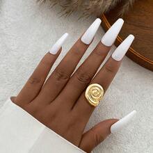 1pc Metal Material Faux Pearl Exaggerated Geometric Hollow Single Ring Ladies Daily Casual Wear