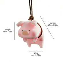 [Heart Hanging Rope Pig]Cute Little Pig Car Pendant Interior Hanging Decoration Rearview Mirror Hanging Ornament Car Creative Decoration For Men And Women - 1個 - 查看 2
