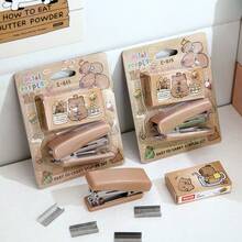 Capybara Capybara Mini Stapler Set Comes With A Box Of Staples. Student Portable Desktop Compact Stapler Multifunctional Binding Machine Suitable For Binding Materials A4 Paper Study Papers, Etc.