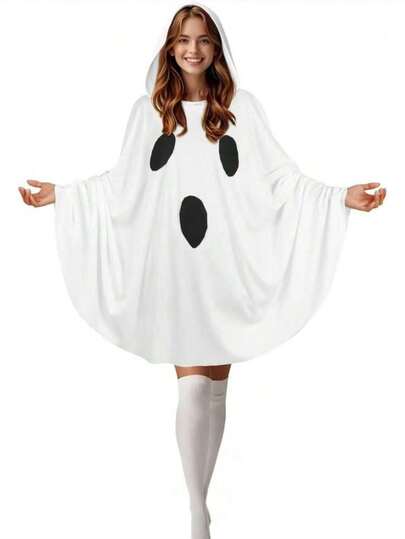 1-częściowy kostium w stylu ducha, miękki i lekki materiał, odpowiedni na Halloween, Boże Narodzenie i imprezy świąteczne