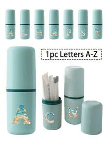 1pc Rose Red Glitter Letters A-Z Portable Toothbrush Case, Keep Your Toothbrush Clean And On The Go!Travel Toothbrush Holder, Portable Toothbrush Cup Cover,Suitable For Travel, Camping, Business Travel, And School, Multi-Purpose Toothbrush Cup, Travel Wash Cup, Toothbrush And Toiletries Storage Kit, Minimalist Toiletries Storage Box, Travel Essentials, Bathroom Accessories, Household Items, And Storage Supplies(Excluding Q/U/X)