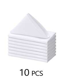 6/10/12/24/50pcs White Cloth Napkins, Size 14*14/17*17/20*20 Inches, Washable, 100% Polyester Fabric, Hemmed, Suitable For Hotels, Restaurants, Parties, Weddings And More Occasions.