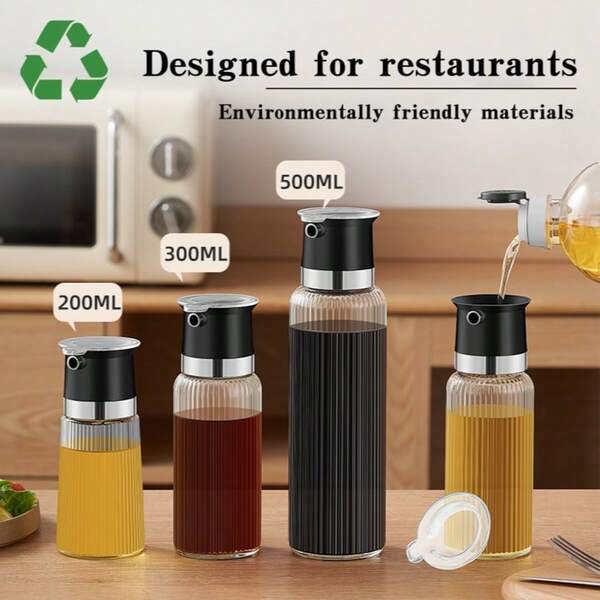 Leicht zu füllende Glas-Ölsprüher & Ölreservoirs - bleifrei, strukturiert, tropffrei in 3 Größen für die Küche