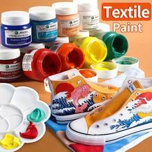 Marie's 织物颜料 1 瓶，50 毫升 - 12 种颜色可选 - 适用于永久性衣物，专业纺织颜料套装，色彩鲜艳，适合艺术家和工匠使用的介质和刷子，适用于 T 恤、鞋子、牛仔裤、帆布包、DIY 项目等艺术工具 - 單件 - 查看 1