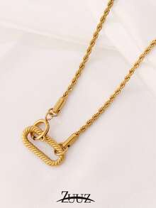 1 件不锈钢项链几何吊坠项链扭纹链项链环女士日常时尚派对珠宝礼物 - 項鍊 - 查看 14