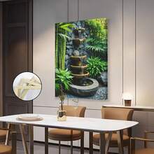 1pc, Modern Zen Garden Water Fountain Canvas Wall Art, Nature Landscape Print, Tranquil Bamboo Plants Home Decor For Living Room, Bathroom, Bedroom, & Office Wall Decoration - Nhiều màu - Xem 4