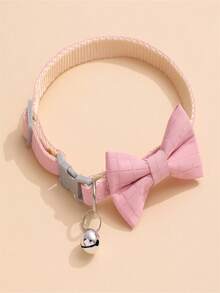 1 Collier pour chat avec clochette et nœud papillon, convient aux chats et aux chiens, printemps/été/automne/hiver, fournitures pour chiens, collier pour chien, collier pour animaux de compagnie à nœud papillon de couleur unie, collier réglable pour chats et chiens - Multicolore - Voir 15