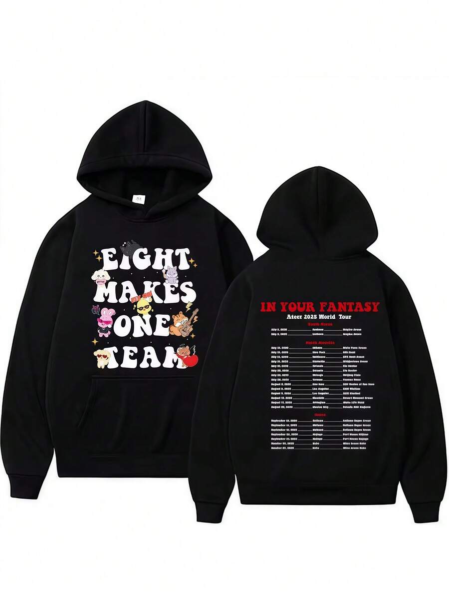 Kpop AteezS In Your Fantasy 2025 World Tour Hoodie For Men Harajuku Hip Hop Hoodies Fashion Casual Hombre Comfort Sweatshirt Tops - Black - View 1