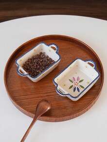 1 pièce Plat à trempette en céramique avec fleur jaune de Noël, assiette à collation et dessert en forme de feuille colorée. Convient pour la décoration de la table de Noël, les fêtes de vacances, les desserts, la crème glacée et les puddings. Cadeau.