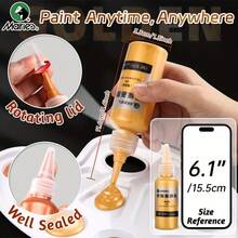 Marie's 金属丙烯酸涂料，珠光浓郁闪亮颜料，带便携式瓶，可呈现闪光金色银色，适用于 DIY 艺术绘画、木材、玻璃、瓷器、绘画、绘图、混合颜色、不褪色、艺术家艺术用品、成人（50 毫升/1.7 液盎司） - 單件 - 查看 2