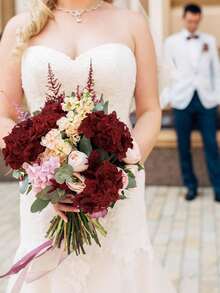 25Pcs Burgundy Red Hydrangea Flowers Artificial Flowers Heads Bouquet, Faux Hydrangea Flowers, Artificial Full Flowers Heads With Stems For Wedding Centerpieces, Home, Garden, Baby Shower, Party Supply, Garland Decor, Bridal Holding Bouquet Decor, DIY Wreath Xmas Tree Decorations, Thanksgiving Halloween Christmas Decor, Arch Background Decoration, DIY Flower Arrangements, For Women Girls Gift