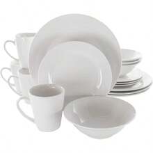 Hayes 16 Piece Square Porcelain Dinnerware Set In White - White - Round 1 - View 1