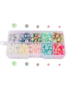 Pearl Beads Kit, Mix Colors Round Faux Pearl Beads Kit For Jewelry Making, DIY Friendship Bracelets Necklace Key Accessories Crafts