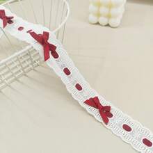 1 قطعة 1 ياردة شريط ملون، مع تريم من الدانتيل بشكل فيونكة، للملابس المصنوعة يدويًا، تغليف صناديق الهدايا، التطريز، الحياكة، حافة الخياطة، اكسسوارات الدانتيل الديكورية، اكسسوارات الخياطة