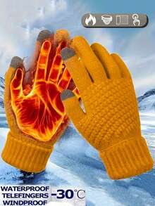 1 Pair Unisex Winter Warm Touchscreen Gloves, Thickened Anti-Slip Knitted Gloves For Cycling Driving, Outdoor Sports, Suitable For Men And Women - Multicolor - View 12