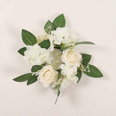 Artificial Rose Candle Ring Candle Wreath Table Centerpieces For Wedding Holiday Valentines Day Party Home Decor