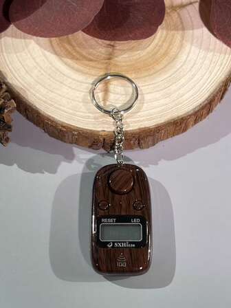 Portable Wood Grain Key Chain Counter, Multi-Color Electronic Key Chain Counter, Creative Wood Grain Key Chain Counter, Compact And Practical Counter, Creative And Practical Gift Choice