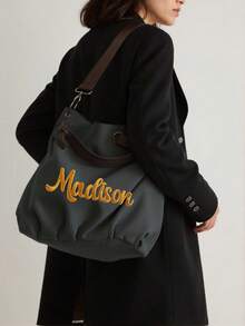 Personalizowana haftowana torba vintage, damska torebka do pracy, przenośna torba płócienna o dużej pojemności, torba szkolna dla studenta, modna torebka, minimalistyczna, codzienna torba płócienna, duża pojemność torby do pracy, uniwersalna płócienna torba na ramię, damska torebka codzienna, torba na ramię w stylu retro, duża pojemność torby na ramię, odpowiednia na codzienne wyjścia, prezent dla rodziny, przyjaciół, dziewczyny, duża pojemność torby na ramię