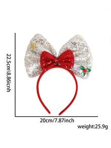 1PC Christmas Bow Headbands, Sequin Xmas Hair Hoops With Santa Holly Gift Decor, Cute Festive Hair Accessories For Women Girls, Christmas Party Cosplay Headwear, Party, Hair Band ,Hairband For Women