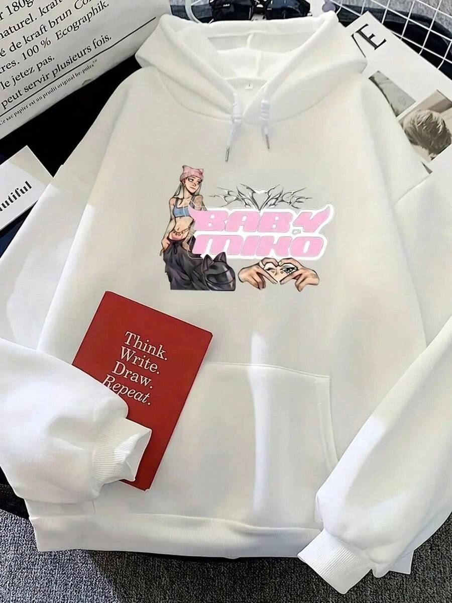 Graphic Hoodie - Casual, Long Sleeve, Loose Fit Pullover With Drawstring, Fall-Winter Style, Polyester Blend,Fall Hoodies,Men's Fall Clothes,Street Wear,Halloween,Mens Hoodies,Y2k Clothes,Jesus Hoodie,Thanksgiving Day,Nightmare Before Christmas,Christmas - trắng - Xem 1