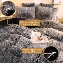 Plush Shaggy Duvet Cover Set, Ultra Soft Fluffy Bedding Sets 3 Pieces (1 Fuzzy Comforter Cover + 2 Pillow Cases), Zipper Close (, Pink), Luxury Bedding - Black Ombre - 查看 6
