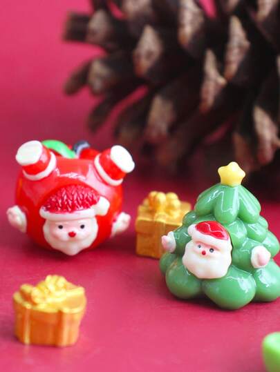 قطعتان من تماثيل سانتا كلوز الصغيرة الإبداعية والممتعة، شجرة عيد الميلاد على شكل تفاحة سانتا كلوز، من الراتنج، قطع ديكورية للمكتب المنزلي، ديكورات عيد الميلاد، هدايا رائعة للعائلة