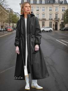 1 Pc EVA Thick Full Body Fashion Raincoat For Women, Windproof And Waterproof Rain Jacket Travel Outdoor Activities Rain Wear Cycling Traveling Climbing Portable Raincoat, Ladies Casual Style. Adult Raincoat, Outdoor Cycling,Stay Dry And Stylish,For Adults Students , Hiking Rain Cape, Rainproof Poncho Raincoat.