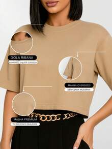 Oversized Women's Cropped - D00 - Beige - View 3