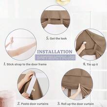 Blackout Door Curtain - Privacy Thermal Insulated Front/Tricia/Patio French Door Window Curtains Sidelight Curtain Tie Up Shade, W34 X L69 Inch, 1 Panel, Mocha - 莫尚奇 - 查看 3