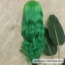 13x4 HD Lace Front Wig Ombre Pink Red Color Long Body Wave Synthetic Hair 180% Density Pre-Plucked Glueless Red Ombre Colored Long Wavy Hair 26 Inch Free Part Soft Natural Look For Women Versatile Styling Options - Green Ombre - 查看 8