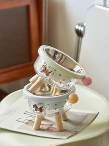 1pc High-Quality Dual Layer Dopamine Pet Elevated Bowl, Anti-Spill Food & Water Bowl For Cats And Dogs - Multicolor - View 9