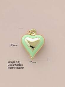 1pc Cute Heart-Shaped Copper Pendant, Handmade DIY For Necklace, Bracelet, Earrings, Suitable As Christmas Gift