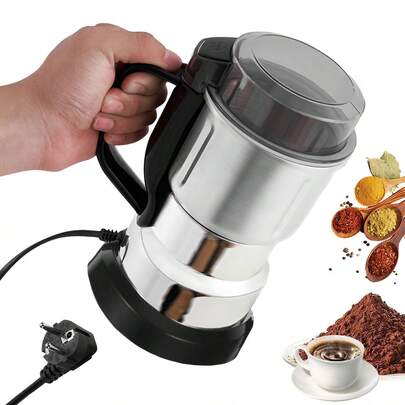 Electric Grinder Plus, Pepper Mill, Household Electric Spice Grinder And Coffee Grinder, Grinding Machine With Stainless Steel 4-Blades, One-Touch Operation, For Coffee Beans, Spices, Herb, Pepper, Nuts, Beans, Grain, And More