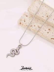 1 pieza Collar de acero inoxidable con colgante de serpiente para mujer, joyería de moda para fiestas y regalos
